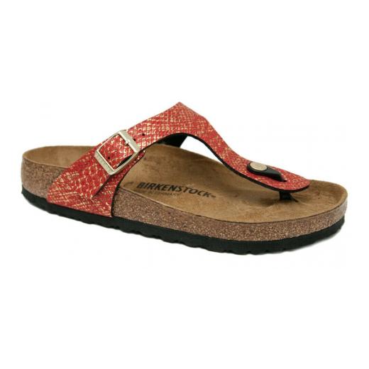 BIRKENSTOCK sieviešu apavi GIZEH / Shiny Pyton Red/Gold / Regular Fit